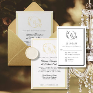 Cartons Réponse Élégant Simple moderne Mariage noir et blanc