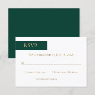 Cartons Réponse Élégant Simple moderne Vert Or Formal Mariage