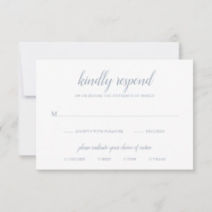 Cartons Réponse Élégant Simple Script Formel Dusty Blue Mariage