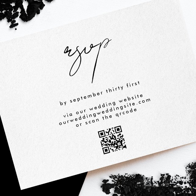 Cartons Réponse Élégant site Web Mariage noir blanc QRCODE élégant (Créateur téléchargé)