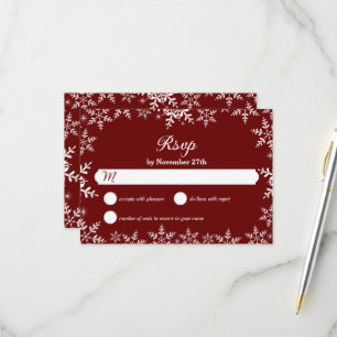 Cartons Réponse Élégant Snowflakes Rouge Noël Mariage d'hiver