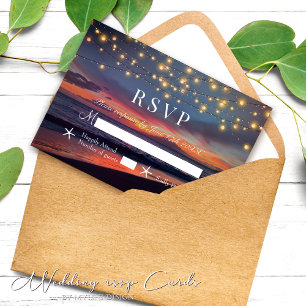 Cartons Réponse Elégant Sunset Beach String Lights Mariage été