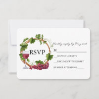 Élégant Vins de raisin Aquarelle Mariage de couron