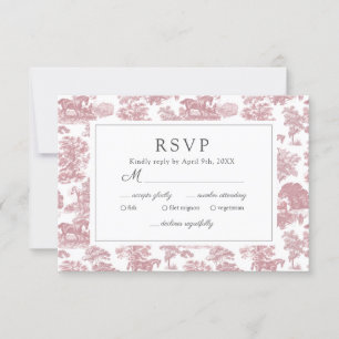 Cartons Réponse Elégant Vintage Chic Toile rose Cheval