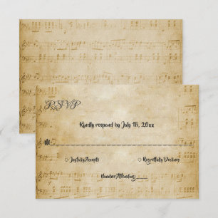 Cartons Réponse Élégant Vintage Retro Sheet Music Note Mariage