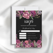 Élégant violet rose rose floral vert Mariage noir