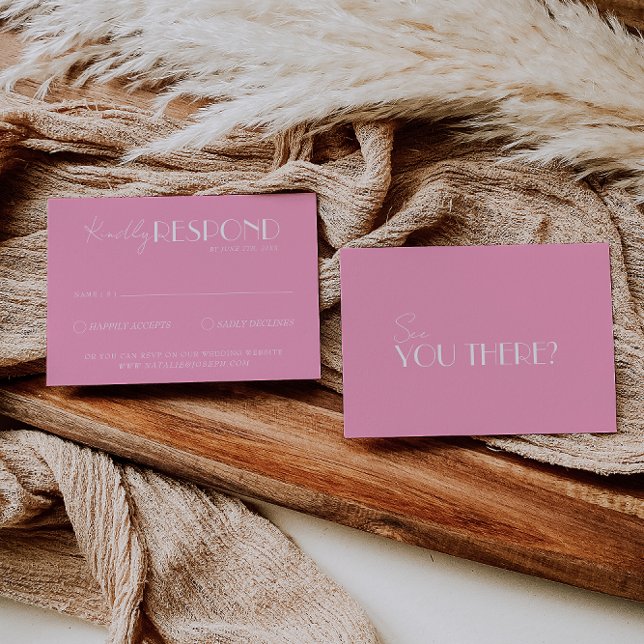 Cartons Réponse Elegant White Pink Minimalist Bright Wedding (Créateur téléchargé)