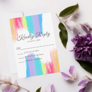 Cartons Réponse Elégante Aquarelle arc-en-ciel LGBT Mariage vertic