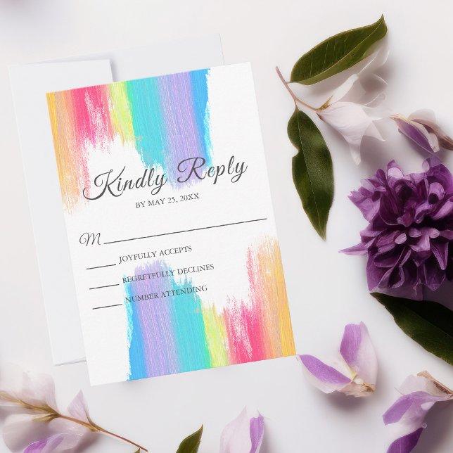Cartons Réponse Elégante Aquarelle arc-en-ciel LGBT Mariage vertic (Créateur téléchargé)
