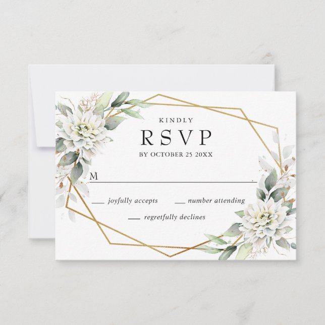 Cartons Réponse Elégante aquarelle Dusty Blue Foliage Mariage (Devant)