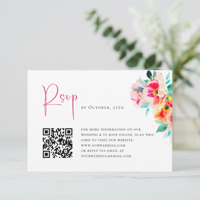 Cartons Réponse Elégante aquarelle Fleurs sauvages Mariage floral (Debout devant)
