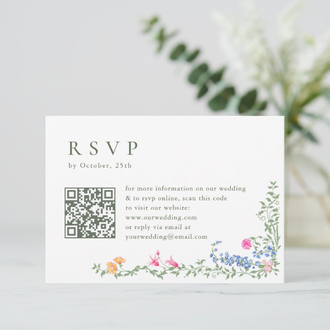 Cartons Réponse Elégante aquarelle Fleurs sauvages Mariage floral (Debout devant)