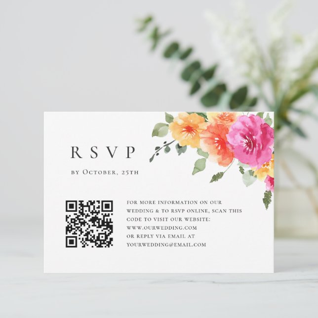 Cartons Réponse Elégante aquarelle Fleurs sauvages Mariage floral (Debout devant)