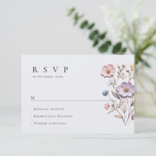 Cartons Réponse Elégante aquarelle Fleurs sauvages Mariage floral