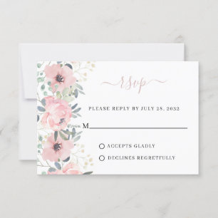 Cartons Réponse Elégante aquarelle florale Dusty Blush Mariage ros