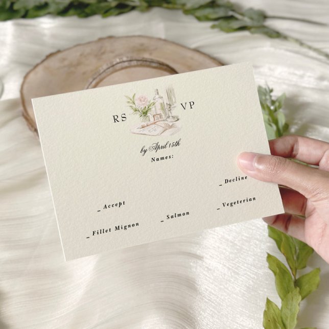 Cartons Réponse Elégante aquarelle Manor Jardin Mariage (Créateur téléchargé)