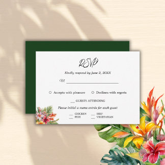 Cartons Réponse Elégante aquarelle Mariage tropical