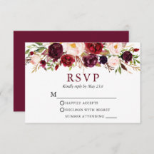 Elégante aquarelle moderne Mariage floral bordeaux