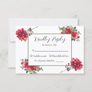 Cartons Réponse Elégante aquarelle Rouge Rose Floral Mariage