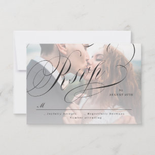 Cartons Réponse Elégante calligraphie classique photo mariage voit