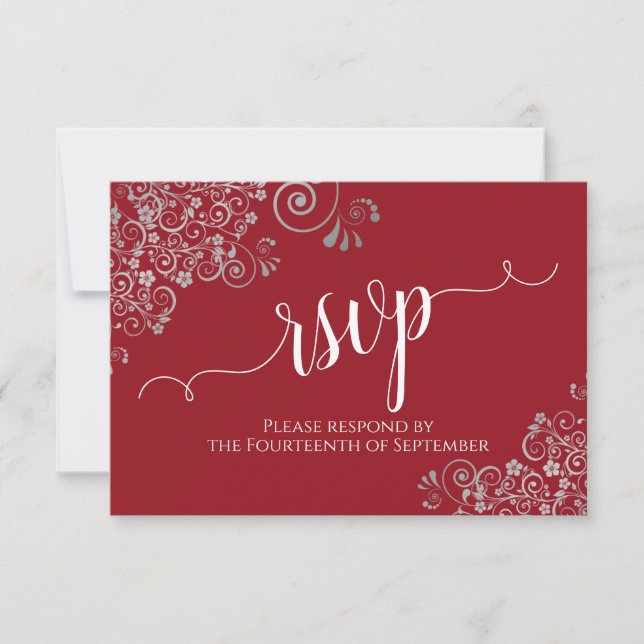 Cartons Réponse Élégante calligraphie rouge avec Mariage de frille (Devant)