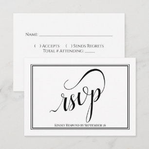 Cartons Réponse Élégante calligraphie Simple Mariage noir et blanc