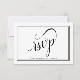 Cartons Réponse Élégante calligraphie Simple Mariage noir et blanc