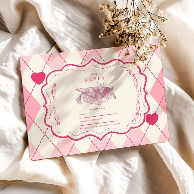 Cartons Réponse Élégante Coquette Pink Bow Graduation (Créateur téléchargé)