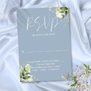 Cartons Réponse Elégante Dusty Blue Greenery Floral Mariage