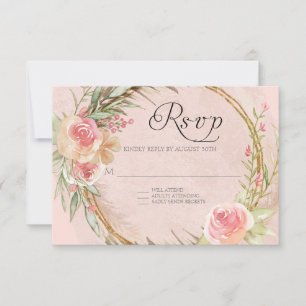 Cartons Réponse Elégante feuille de Pampas d'or Aquarelle Wreath