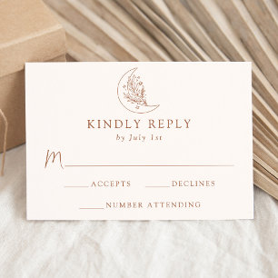 Cartons Réponse Elégante Lune Botanique et Étoiles Terracotta