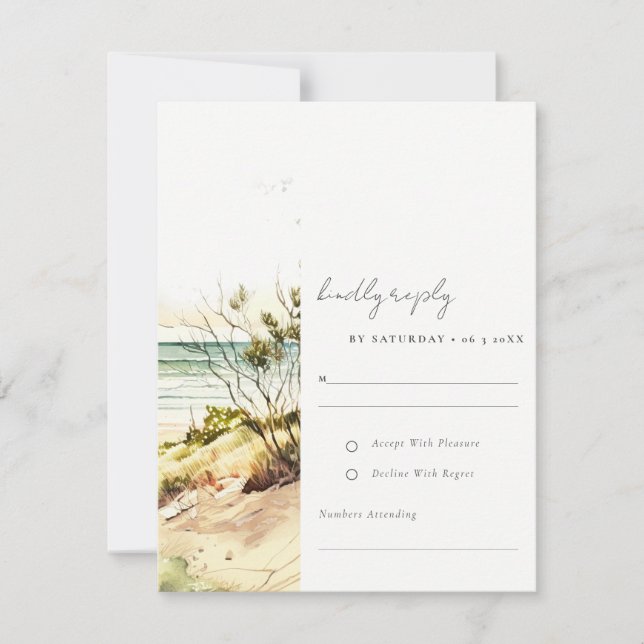Cartons Réponse Elégante Plage de la côte Dusky Mariage de la mer  (Devant)