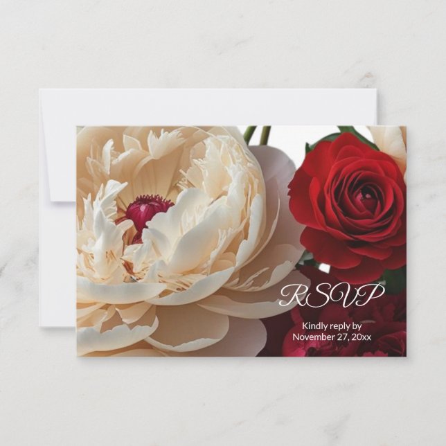 Cartons Réponse Elégante Rose rouge et Peony crème (Devant)