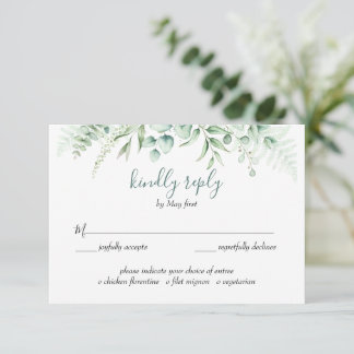 Cartons Réponse Elégante verdure Eucalyptus Feuille Mariage repas