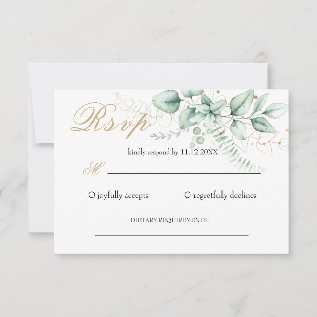 Cartons Réponse Elégante verdure Eucalyptus Mariage (Devant)
