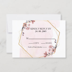 Cartons Réponse Elégante verdure rose Aquarelle Mariage géométriqu
