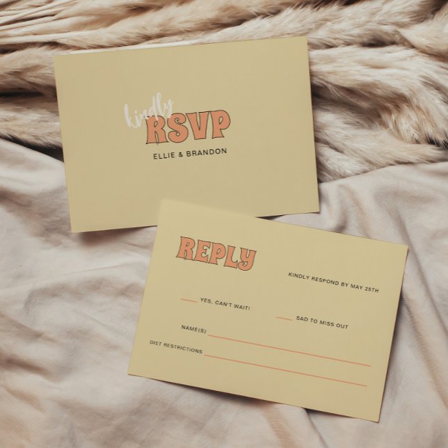 Cartons Réponse ELLIE Retro Bold & Modern Typography Mariage (Créateur téléchargé)