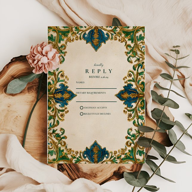Cartons Réponse Emerald Baroque Islamic Wedding (Créateur téléchargé)