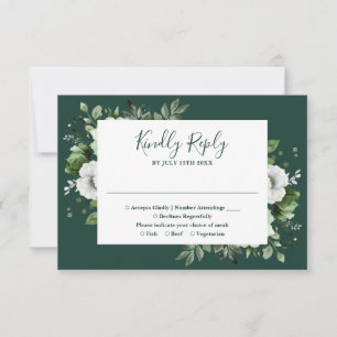 Cartons Réponse Emerald Green Elegant Botanical Floral Mariage