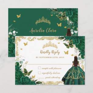 Cartons Réponse Emerald Green Floral Quinceañera Princess Crown