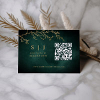 Emerald Green & Gold Botanical QR Code Mariage
