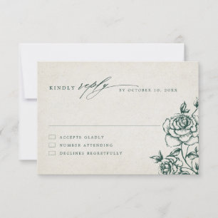 Cartons Réponse Emerald Greenery Mariage botanique Vintage