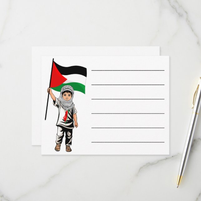 Cartons Réponse Enfant avec le drapeau de Keffiyeh Palestine (Devant/Arrière en situation)