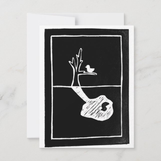 Cartons Réponse Enraciné ailleurs - ombre d'oiseau linogravure (Devant)