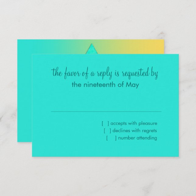 Cartons Réponse Étoile bat mitzvah de David Yellow Aqua (Devant / Derrière)