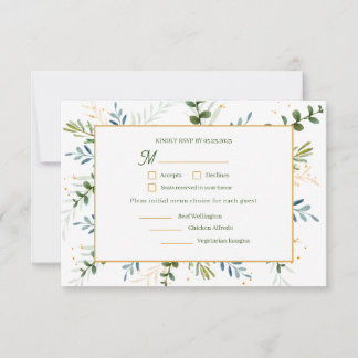 Cartons Réponse Eucalyptus 3 choix de trois repas mariage