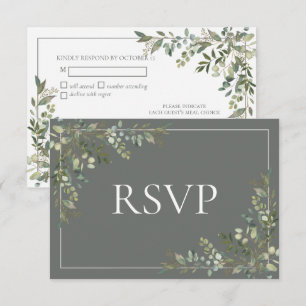 Cartons Réponse Eucalyptus Botanique Sage Green Script Mariage RSV
