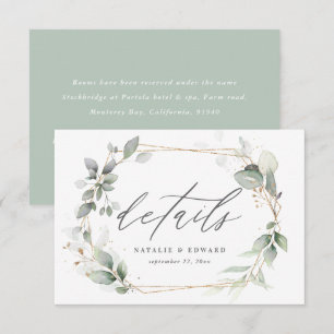 Cartons Réponse eucalyptus feuillage or détails mariages géométriq
