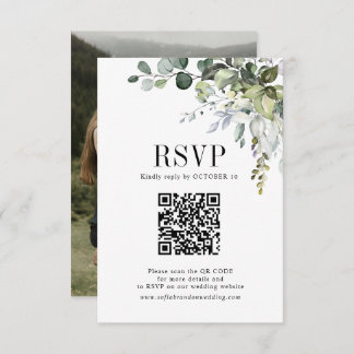 Cartons Réponse Eucalyptus Feuille Mariage de verdure QR Code Phot