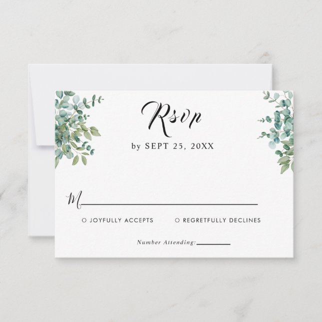 Cartons Réponse eucalyptus greenery wedding (Devant)